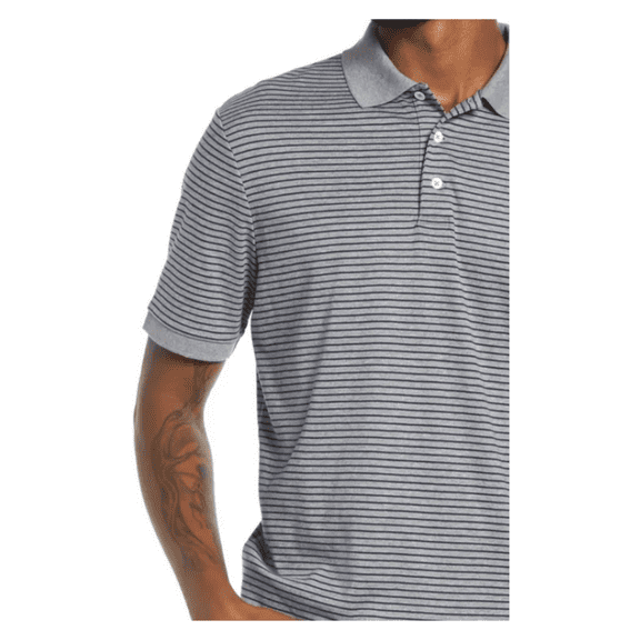 POLO RALPH LAUREN Classic Fit Pinstripe Polo Shirt , Grey/Navy , M