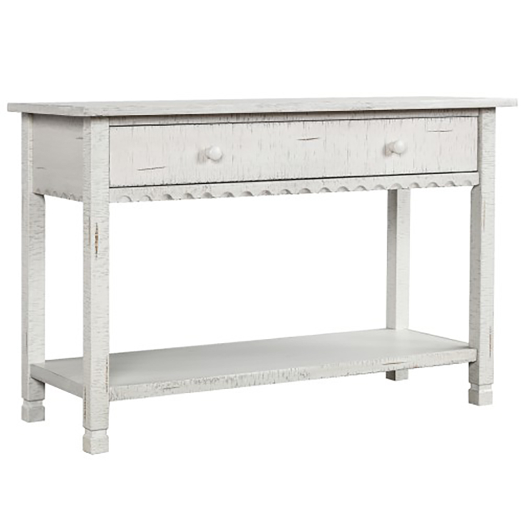 Modern Farmhouse Console Table with One Drawer and Bottom Shelf Wavy