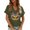5#Army Green, variant on DPTALR Mardi Gras Women's Print V-neck Short Sleeved Casual T-shirt,Navy,Size M