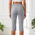 thumbnail image 7 of NinXxx Women's Elastic Waist Pure Color Blend Cropped Trousers Everyday Grey S, 7 of 7