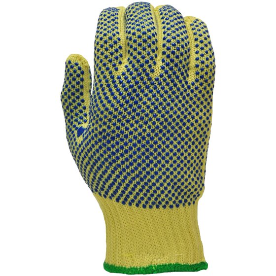 G & F CutResistant 100 Percent Kevlar Gloves with PVC Dots on Both Sides, Yellow, Medium, 1