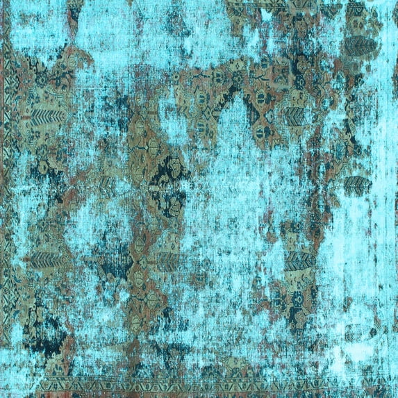 Ahgly Company Indoor Square Abstract Light Blue Modern Area Rugs, 7' Square