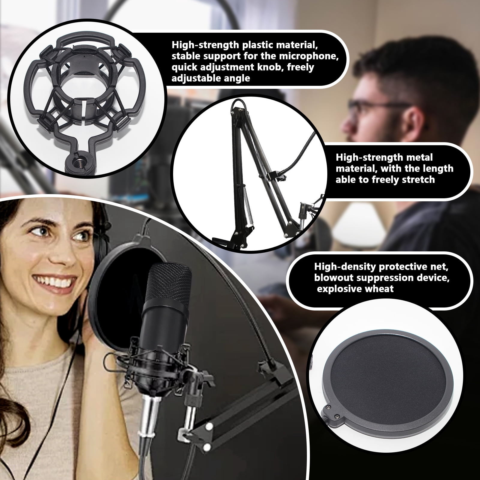 Arcticwind Professional Cardioid Condenser Microphone Kit for PC/Phone/Live Streaming/Karaoke Recording, Boom Arm Stand Included, Studio-Quality USB Mic for Podcasting, Singing, Gaming