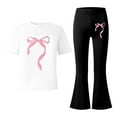 thumbnail image 5 of XIYON Cute Clothes For Girls Stylish Girls Casual Outfit With Bow Printed And Flared Pants 2 Piece Toddler Comfy Daily Wear 5-6 Years, 5 of 5