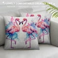 thumbnail image 3 of Two Flamingos Watercolor Velvet Throw Pillow Covers Sofa Pillowcase Car Square Throw Pillowcases Home Decoration, 3 of 5
