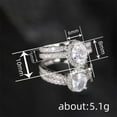 thumbnail image 5 of VOLALO 2pcs His and Hers Wedding Ring Sets Couples Engagement Rings Women and Men 925 Sterling Silver AAA Cubic Zirconia Oval Geometric Couple Rings, 5 of 7