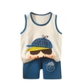thumbnail image 2 of Tdoqot Toddler Boys Summer Outfit Sets- Cute Kids Clothes Cotton Casual Tank Tops and Paly Shorts White Size 5 T, 2 of 3