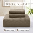 thumbnail image 5 of IR Imperial Rooms 3-Piece Linen Quilt Set, Ultrasonic Embossed Bedspread Soft Lightweight Coverlet, King, Camel, 5 of 10
