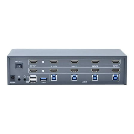 Bytecc KVM-HM4-2 4-Port 4K Dual Monitor HDMI 2.0 KVM Switch, Space Grey