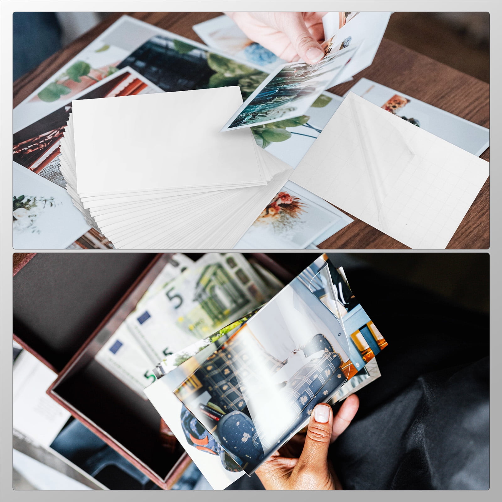 FUEENIRVA Clear PVC Laminating Sheets Self-Adhesive for Photos and Documents, Smooth Flat Protective Film Sheets