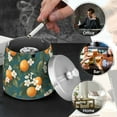 thumbnail image 4 of Yayeee Ashtray with Lid for Cigarette Smokeless Stainless Steel Home Ash Holder, Green Floral Orange, 4 of 7