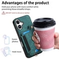 thumbnail image 6 of Dteck for iPhone 16 Case Wallet with Card Holder,Ring Stand,RFID-Blocking PU Leather Protective Magnetic Flip Cover with Wrist Strap for iPhone 16 6.1",Green, 6 of 10