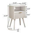 thumbnail image 2 of Mesa de noche JOONEE blanca con toma de corriente y cajón de almacenamiento, 2 of 7