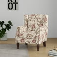 thumbnail image 3 of DREAMSIDEA Wingback Accent Chair with Nailhead Trim & Retro Wood Legs, Floral Pattern Arm Chair for Living Room-Beige, 3 of 6