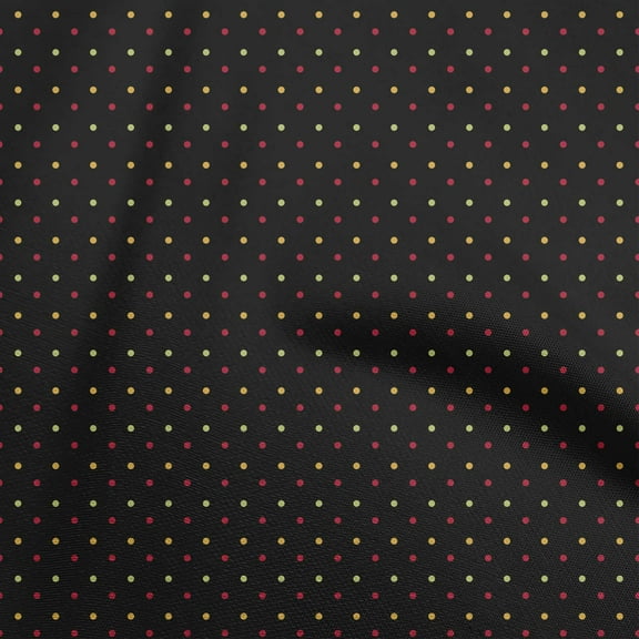 oneOone Polyester Spandex Black Fabric Dot Dress Material Fabric Print Fabric By The Yard 56 Inch Wide
