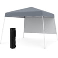 thumbnail image 1 of Costway 10 X 10FT Pop up Canopy Tent with 1 Sidewall, Portable Backpack, 4 Stakes Slant Leg Gray, 1 of 10