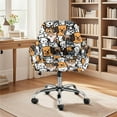 thumbnail image 2 of Whosucclay Cute Cartoon Dog Print Stretch Curved Back Dining Chair Slipcovers Removable Office Chair Protector Anti Wrinkle Swivel Accent Chair Covers for Kitchen, Party, Banquet Decor, 2 of 7
