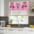 thumbnail image 4 of Valentine's Day Curtain Valances for Windows, Kitchen Valance Window Treatments Panel 2 Pack, Flamingos Roses Love Romance Ombre Pink Rod Pocket Short Curtains for Bathroom Bedroom 54 x 18 Inch, 4 of 8