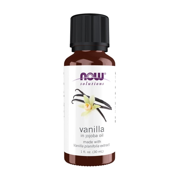 NOW Essential Oils, Vanilla Oil, Blend of Pure Vanilla Bean Extract in Pure Jojoba Oil, Sweet Aromat