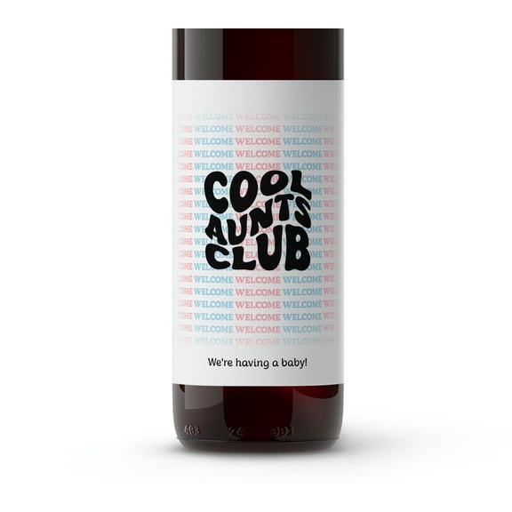 Welcome to Cool Aunts Club Wine Labels ● SET of 4 ● Funny Pregnancy Announcement to Friends Sisters Cousins Wine label, Baby Pregnancy Reveal Gift, Alternative to card, Shirt, T-shirt A215-4A
