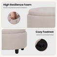 thumbnail image 6 of Beige Round Ottoman with Storage and Reversible Tray, Upholstered Fabric Footrest Coffee Table for Living Room, Bedroom, Entryway-25 Inch, 6 of 10