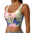 thumbnail image 2 of Balery Butterfly And Flowers Sujetadores deportivos con espalda cruzada para mujer, acolchados, sin costuras, de alto impacto, ideales para yoga, gimnasio, entrenamiento y fitness.-, 2 of 8