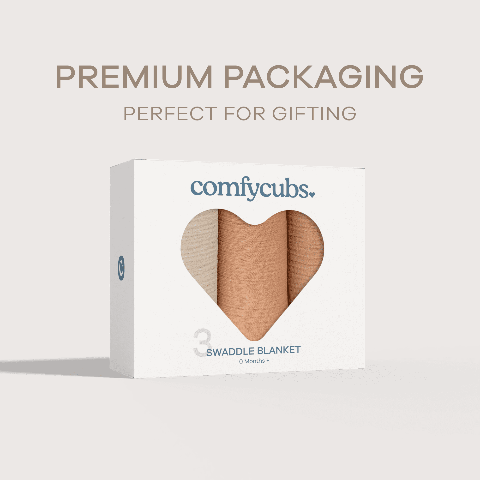 Comfy Cubs Muslin Swaddle Blankets Pack of 3 - 42 x 42 Inch Large Wraps for Newborns - Neutral Set