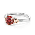 thumbnail image 4 of Gem Stone King 925 Silver and 10K Rose Gold Red Moissanite and White Diamond Solitaire Engagement Ring for Women (1.03 Cttw, Round 6.5MM, Gemstone Birthstone, Size 6), 4 of 5