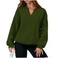thumbnail image 3 of qolati Womens Casual V Neck Sweatshirt Oversized Fleece Long Sleeve Shirts Lightweight Loose Drop Shoulder Solid Pullover Tops XXL, 3 of 6