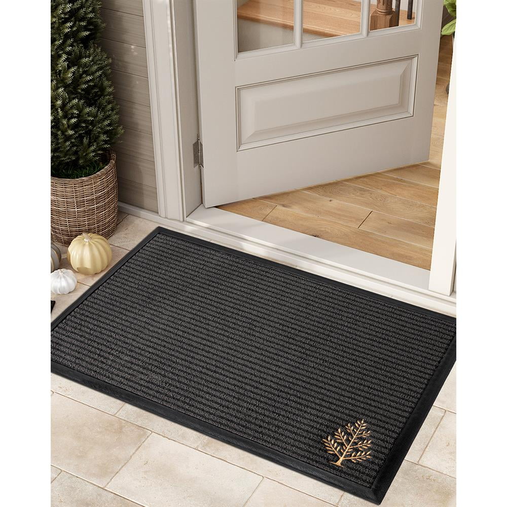 Topcobe Outdoor Doormat, Heavy Duty Front Door Mat, Trap Dirt Non-Slip Welcome Mat, Easy Clean Embroidered Floor Mat for Entryway, Patio, Porch, 47"x71"