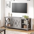 thumbnail image 2 of HOSSLLY 59 Inch Grey TV Stand for TV up to 50 60 65 Inches, Farmhouse Wood TV Cabinet Entertainment Center with Storage and 3-Tier Adjustable Shelves, 2 of 8