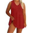 thumbnail image 2 of Oksale Plus Size Dresses for Curvy Women Summer 2026 Sleeveless Mini Dress Soft Cozy V Neck Casual Dresses Red 2XL, 2 of 7