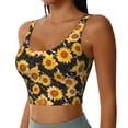 thumbnail image 2 of Fotbe Black Marble Pattern Sunflower Pattern Womens' Sports Bra Longline Wirefree Padded with Medium Support Sports Moisture-Wicking Workou Vest,Tank Top-Large, 2 of 7