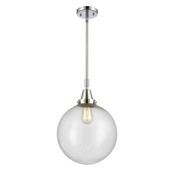 447-1S-PC-G204-12-Innovations Lighting-Beacon - 1 Light Stem Hung Mini Pendant-16.13 Inch Tall and 12 Inch Wide-Polished Chrome Finish-Seedy Glass