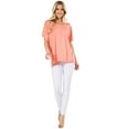 thumbnail image 2 of YELETE Women's Short Sleeve V-Neck Oversized Top, Salmon S, 2 of 4
