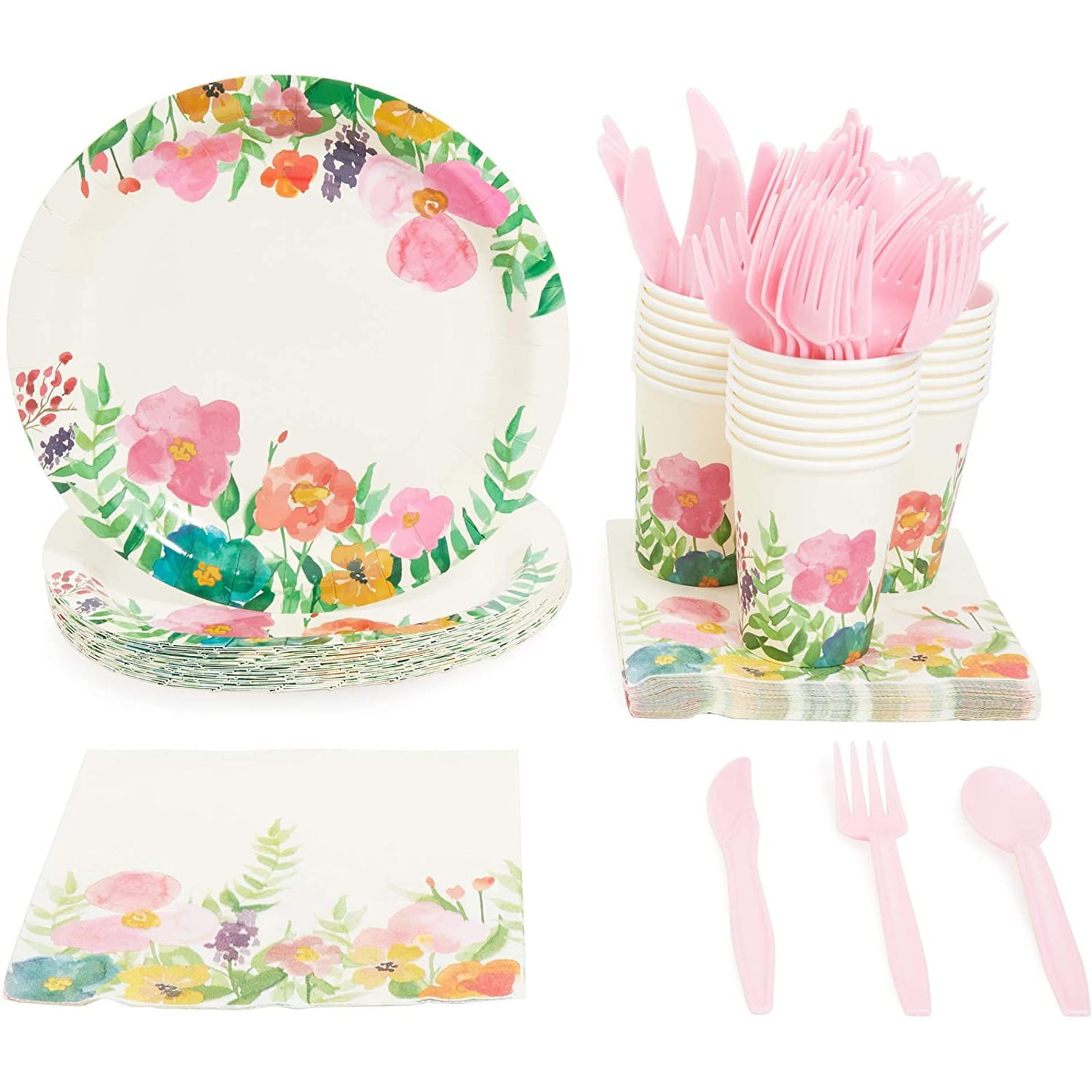 8 Flower Paper Plates Baby Shower Plates Garden Tea Party Tableware Birthday Plates Bridal Shower Floral Party Plates Flower Plates