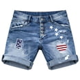 thumbnail image 5 of Trendfront Womens Slim Fit Distressed Printed Patchwork Cut-off Shorts Stretchy Denim Style Shorts Fashion Summer Outfits Casual Bottoms, 5 of 5