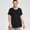 Black, variant on Womens Plus Size Workout Tops, Hooded Short Sleeve Shirt, Breathable Quick-Dry Yoga Top with Sun Protection, Loose-Fit Casual Sports Shirt