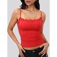 thumbnail image 5 of Women'S Lace Y2K Square Neck Strap Tank Top Sleeveless Going Out Party Club Basic Shirt Red M, 5 of 8