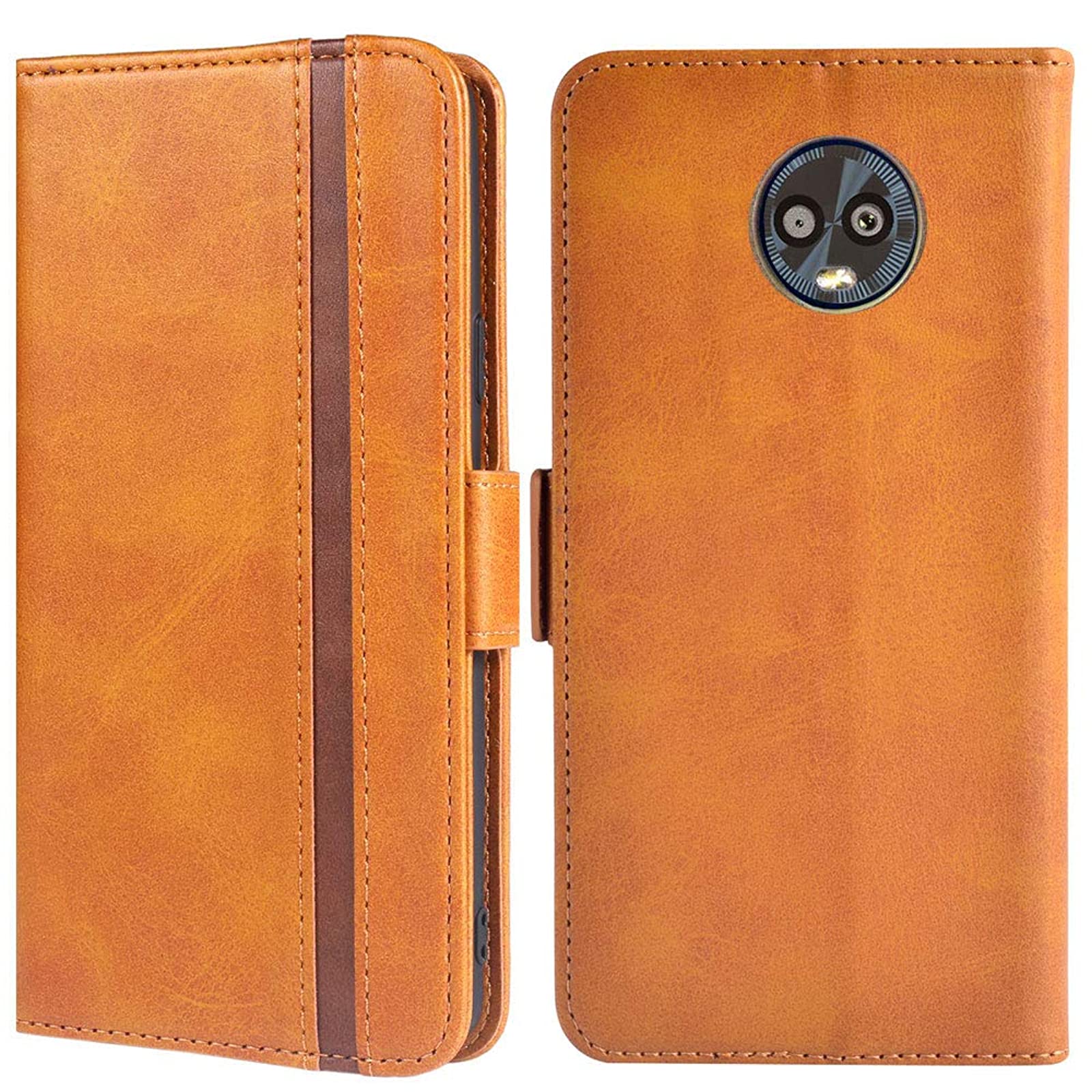Fdcwts Phone Case For Moto G6 Folio Flip Wallet Case Pu Leather Credit Card Holder Slots Heavy Duty Full Body Protection Kickstand Protective Phone Cover For Motorola Motog6 Moto6 Women Men Brown