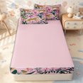 thumbnail image 4 of Erosebridal Boho Wild Cat Print Zipper Twin Comforter Sets with Fitted Sheet and 2 Pillowcases,Exotic Flower Palm Zipper Bedding Set,Soft Pink Green,4-Piece,Pink Reversible, 4 of 6
