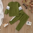 thumbnail image 4 of Sngxgn Fall Winter Toddler Baby Boy Clothes 2Pcs Color Block Crewneck Sweatshirt and Pants Sweatsuit Little Boy Clothing(Green,18-24 M), 4 of 7