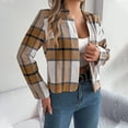 thumbnail image 2 of Women's Warm Plaid Jacket Khaki Winter Long-sleeved Casual Hoodless Outfits Clothes with Hooded S, 2 of 6
