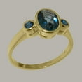 thumbnail image 2 of LBG British Made 18k Yellow Gold Natural London Blue Topaz Womens Anniversary Ring - 33 size options - Size 11.5, 2 of 4