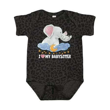 

Inktastic I Love My Babysitter Cute Elephants with Moon and Stars Gift Baby Boy or Baby Girl Bodysuit