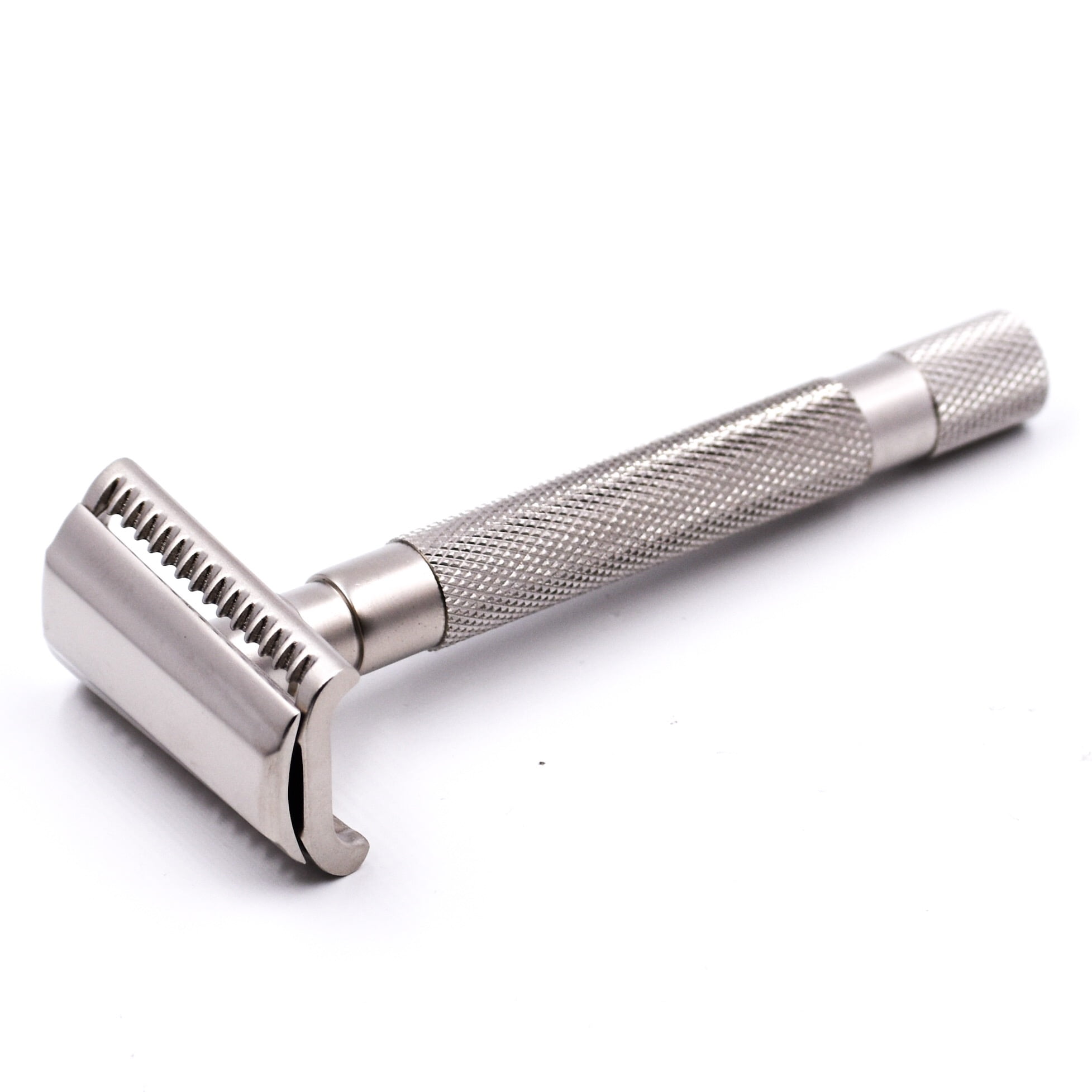 Parker Safety Razor Semi Slant Safety Razor and 5 Parker Premium Double Edge Razor Blades - Satin Chrome