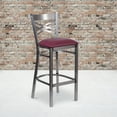 thumbnail image 2 of Flash Furniture HERCULES Series Silver Antique Finish with Clear Coat ''X'' Back Metal Restaurant Barstool - Burgundy Vinyl Seat, 2 of 7