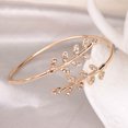 thumbnail image 1 of Trayknick Femmes Mode Strass Incrusté Feuille Réglable Bracelet d'Ouverture Bracelet Bijoux Rose Or, 1 of 13