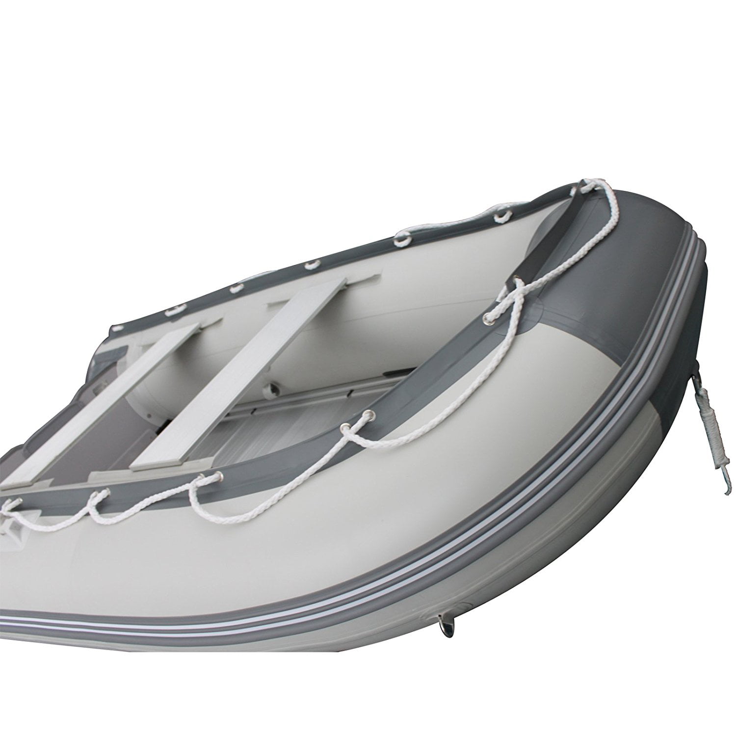 Boatify 10.8 ft Inflatable Boat Raft Fishing Dinghy Pontoon Boat with Aluminum Floor-Grey 