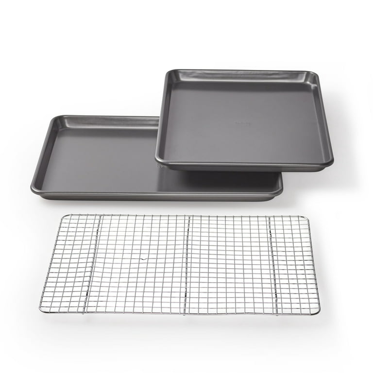 Chicago Metallic Professional Jelly Roll Pan Set of 2 with Bonus Cooling  Rack 12x17 Bakeware